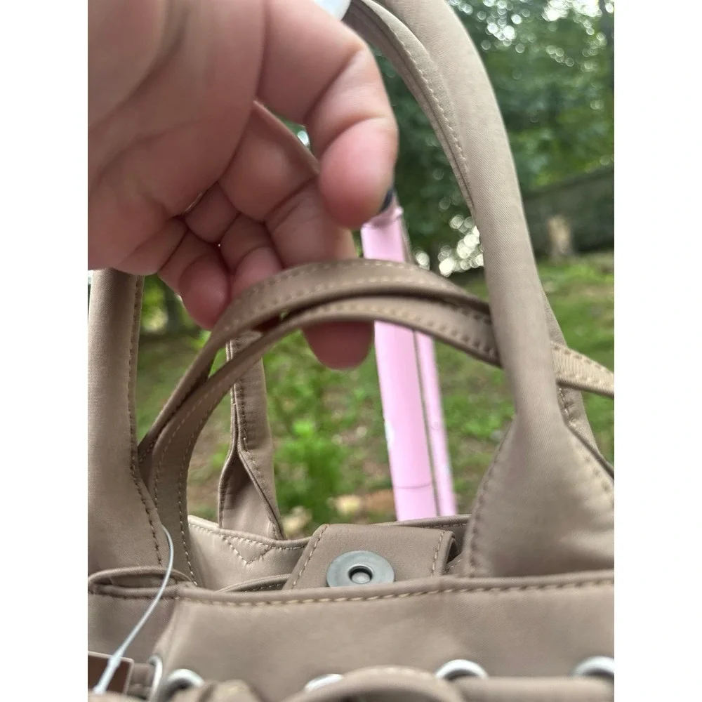 The Sak Bella Woven Handbag Khaki Tan Crochet Tote Bag New